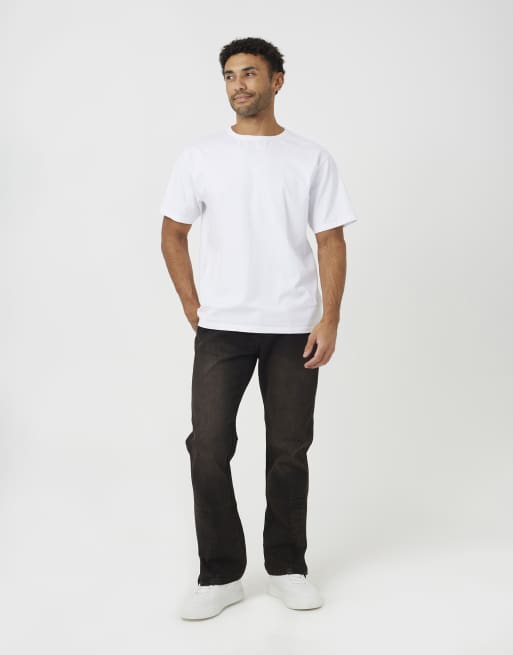 Brave Soul Loose fit denim jeans with split hem in brown, 3 of 4