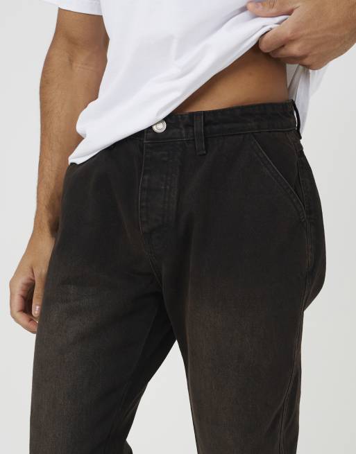 Brave Soul Loose fit denim jeans with split hem in brown, 4 of 4