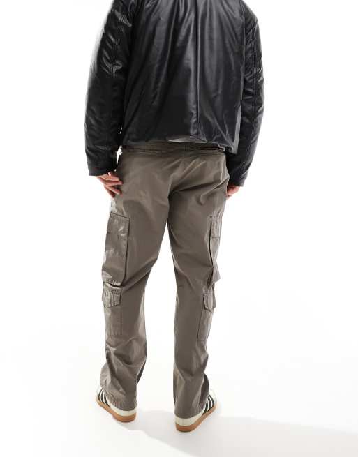 Brave Soul loose fit multi pocket cargo pants in taupe, 3 of 5