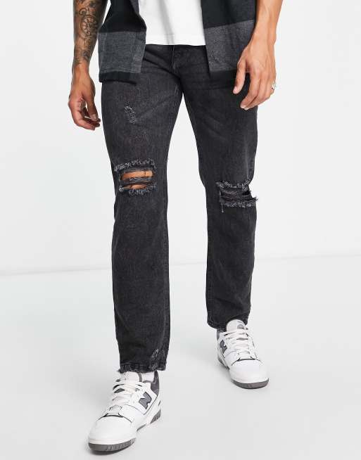 Charcoal cheap distressed jeans