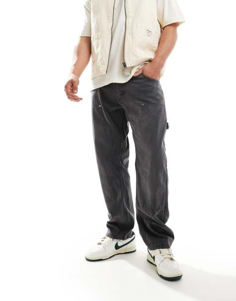 Brave Soul - Losse jeans met timmermansdetails en wassing in grijs - view 1