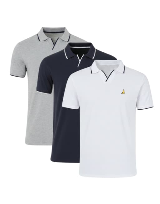 Brave Soul - Lot de 3 polos à col ouvert - Multicolore