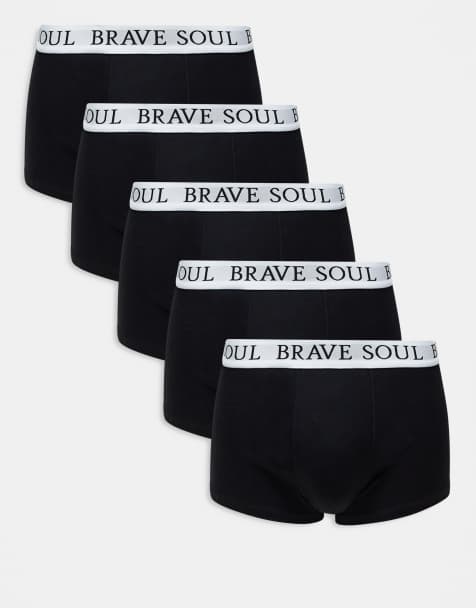 Brave Soul - Lot de 5 boxers avec logo à la taille - Noir - view 1