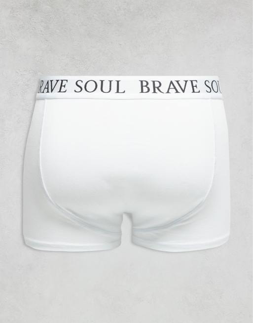 Brave Soul - Lot de 5 caleçons avec taille à logo - Noir, gris et blanc, 3 de 3