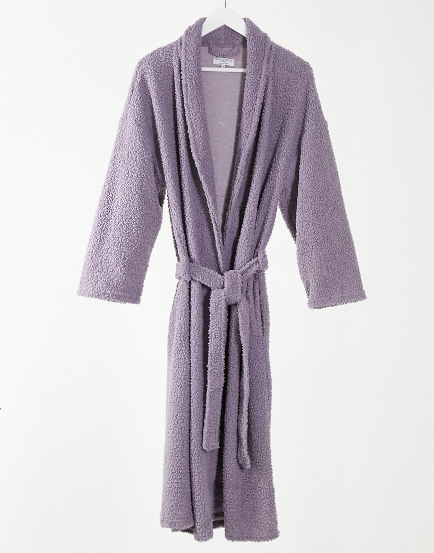 Brave Soul lounge fleece robe-Purple