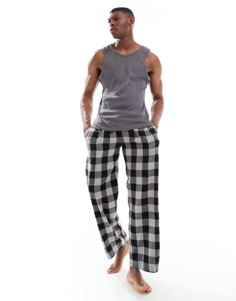 Brave Soul - Lounge pyjamabroek in grijze ruit - view 1