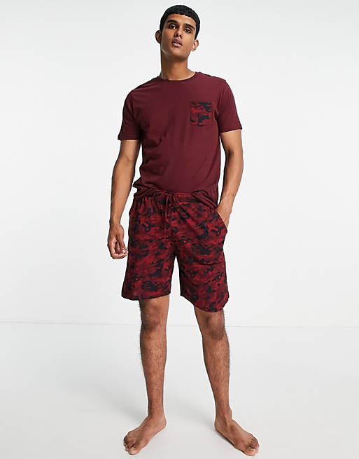 Brave Soul loungewear shorts set in camo