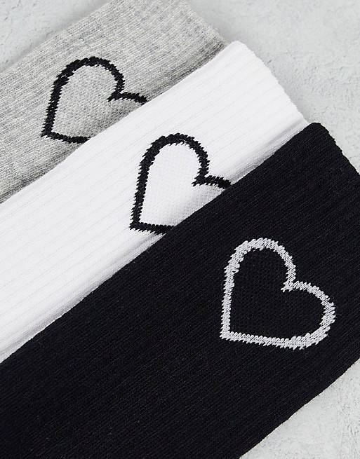 Love Asos Donna Abbigliamento Intimo Collant Confezione da 3 paia di calzini bianchi neri e grigi 