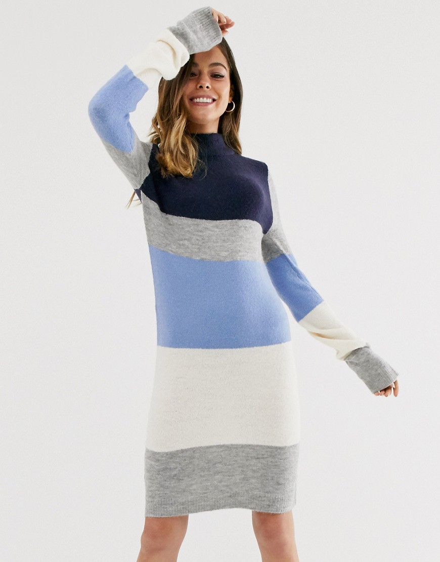 Brave Soul - Luna - Vestito maglia a righe colour block-Multicolore