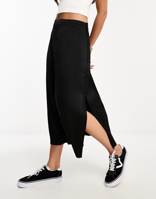 Brave Soul Lynn satin midi skirt in black | ASOS