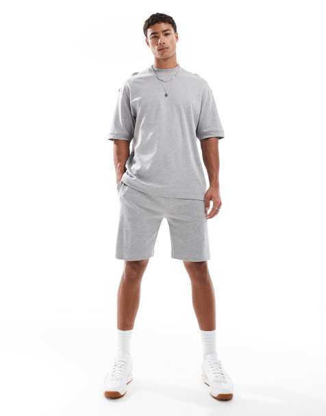 Brave Soul - Lysegråt sæt med T-shirt og shorts i bomuldsblanding - Del af sæt - view 1
