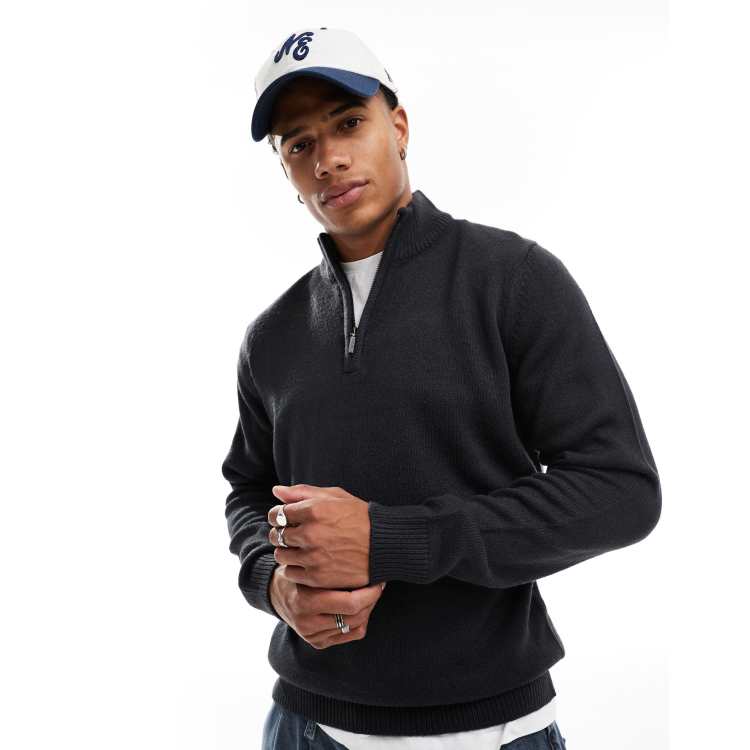 Brave Soul Maglione blu navy notte con zip corta ASOS