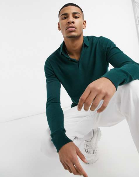 Brave Soul - Maglione con colletto a maniche lunghe in maglia verde bottiglia - view 1