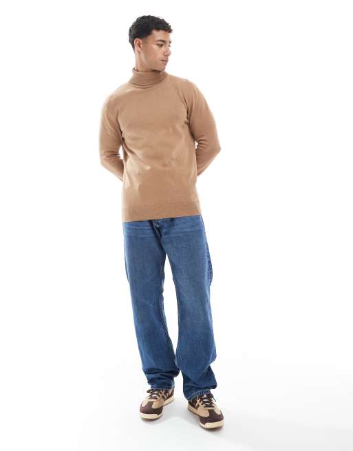 Brave Soul - Maglione con collo alto color cuoio, 5 di 5