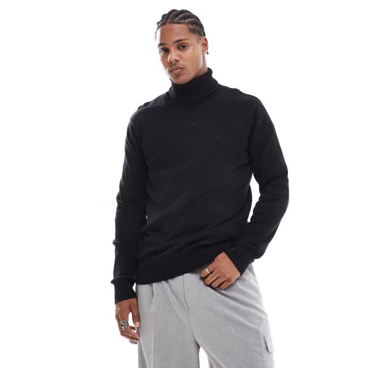 Brave Soul Maglione con collo alto in cotone nero ASOS