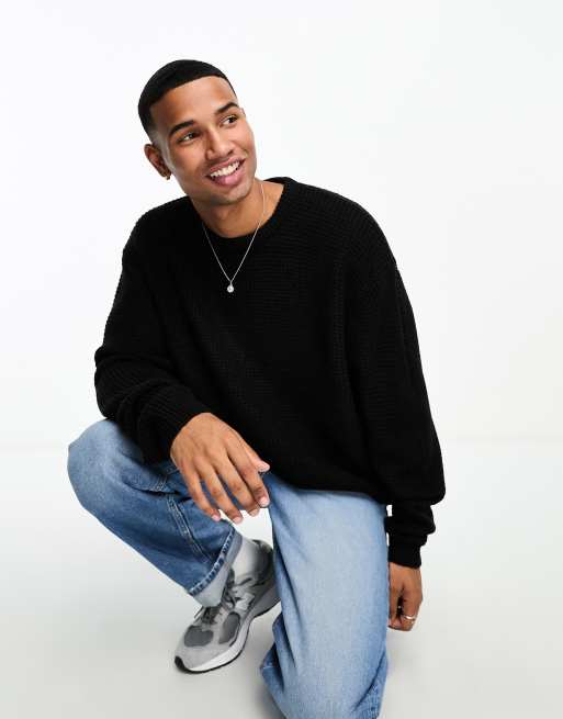Brave Soul - Maglione con spalle scivolate nero