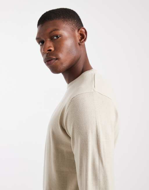 Brave Soul - Maglione girocollo color sabbia, 4 di 5