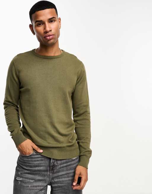 Brave Soul - Maglione girocollo in cotone verde edera