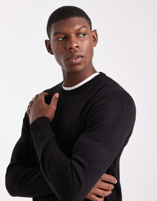 Brave Soul Maglione girocollo nero lavorato ASOS