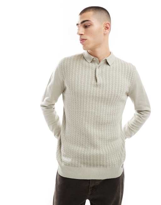 Brave Soul - Maglione grigio chiaro con colletto