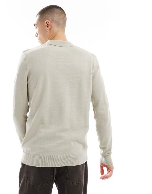 Brave Soul - Maglione grigio chiaro con colletto, 2 di 4