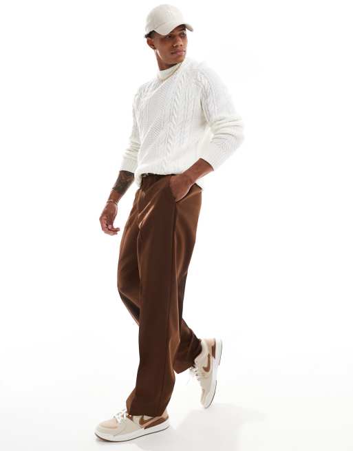 Brave Soul - Maglione lavorato a trecce bianco vintage