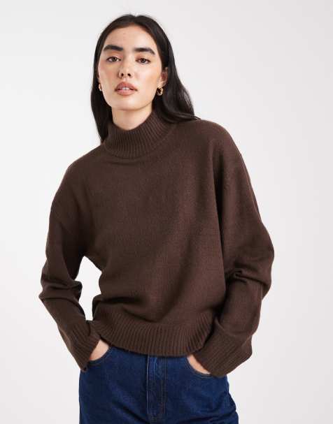 Brave Soul - Maglione lavorato accollato marrone - view 1