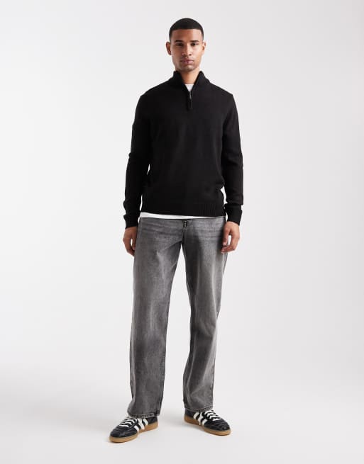 Brave Soul - Maglione lavorato nero con zip corta, 2 di 5