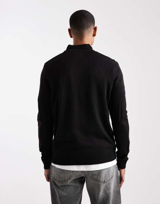 Brave Soul - Maglione lavorato nero con zip corta, 3 di 5