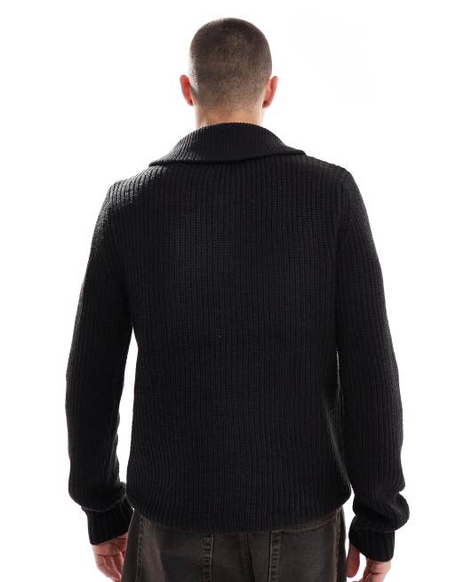 Brave Soul - Maglione nero con zip corta e scollo a imbuto, 2 di 4