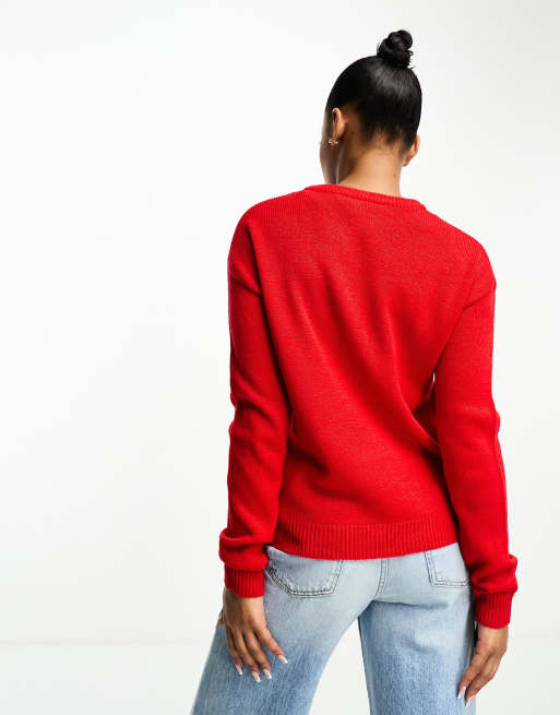 Brave Soul - Maglione rosso natalizio con dinosauro, 4 di 4