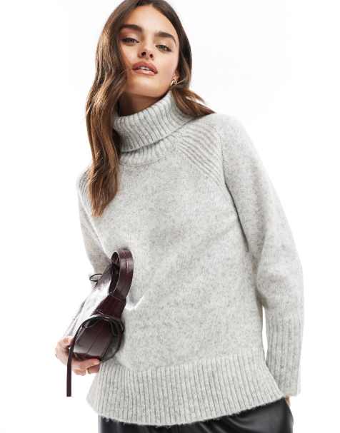 Brave Soul - Maglione spesso con collo alto grigio chiaro - view 1