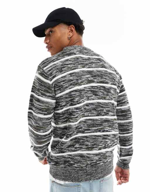 Brave Soul - Maglione testurizzato a righe verde e bianco, 3 di 4