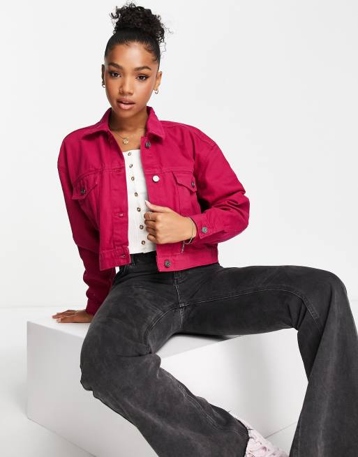 Brave Soul Maldive denim jacket in pink | ASOS