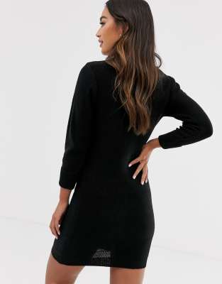 black roll neck jumper dress