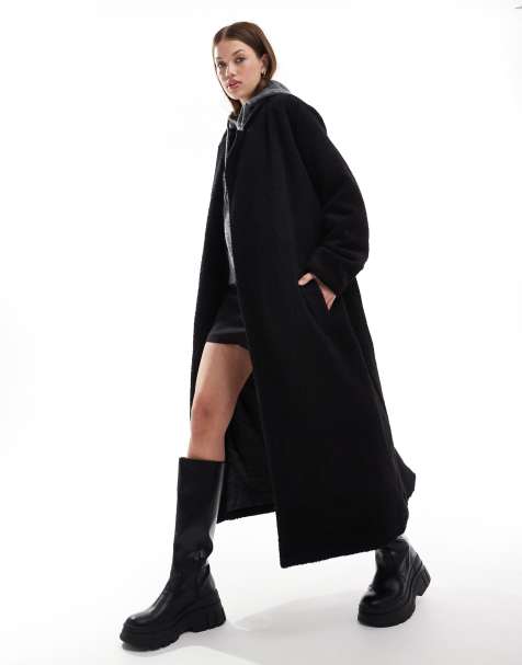 Brave Soul - Manteau texturé avec ceinture - Noir - view 1
