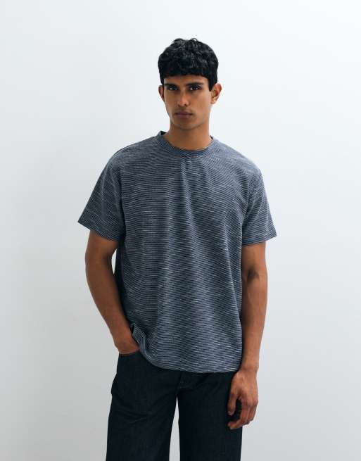 Brave Soul - Marineblå oversized T-shirt med høj hals, 5 af 5