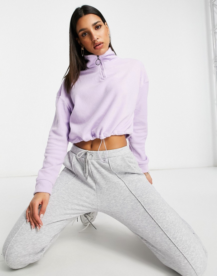 Brave Soul Mary fleece sweatshirt with zip in lilac-Purple