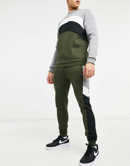 mens khaki tracksuit set