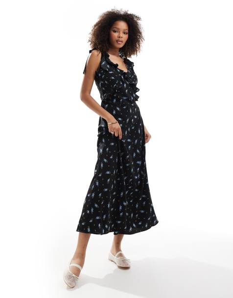 Brave Soul - Maxi jurk met bloemenprint en strikdetail in zwart - view 1