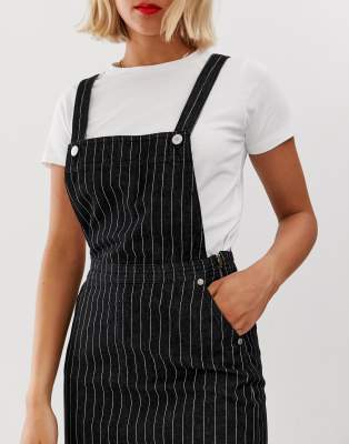 pinstripe dungaree dress