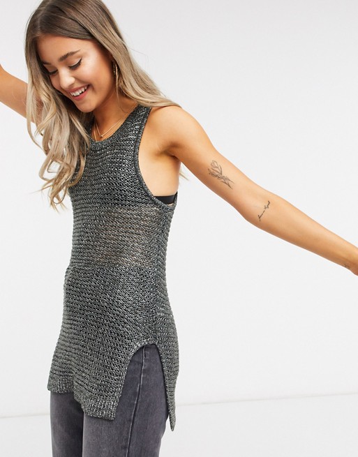 Brave Soul metallic knitted top