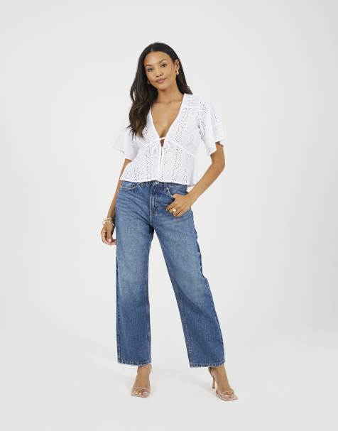 Brave Soul Mid rise slim leg jeans in mid blue - view 1