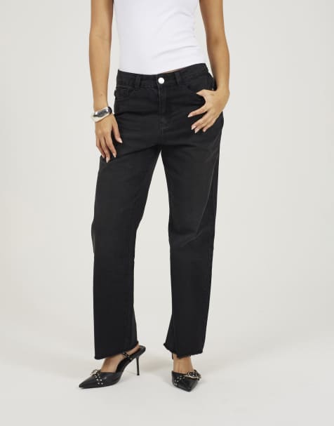 Brave Soul Mid rise straight leg jeans in black - view 1