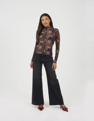 Brave Soul Mid rise wide leg jeans in black