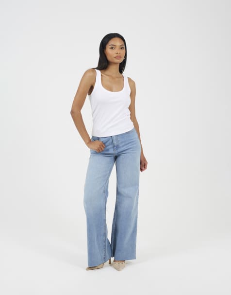 Brave Soul Mid rise wide leg jeans in pale blue - view 1