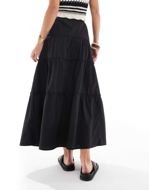 Brave Soul - Midi rok met stroken in zwart, 5 van 5