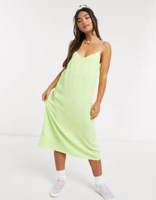 asos green slip dress