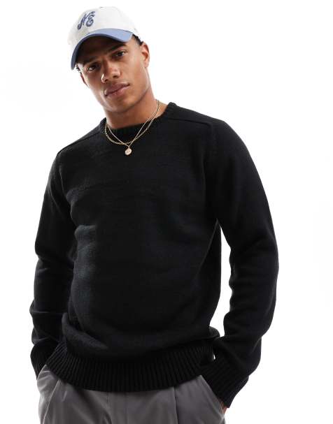 Brave Soul midweight crew neck jumper in black - view 1