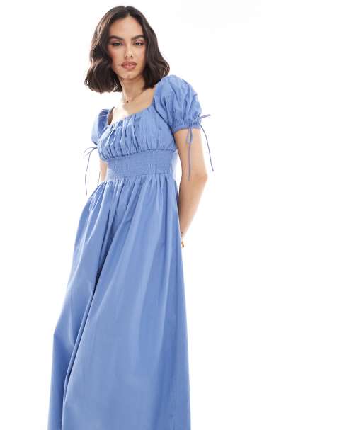 Brave Soul – Milchmädchen-Kleid in Blau mit Puffärmeln - view 1